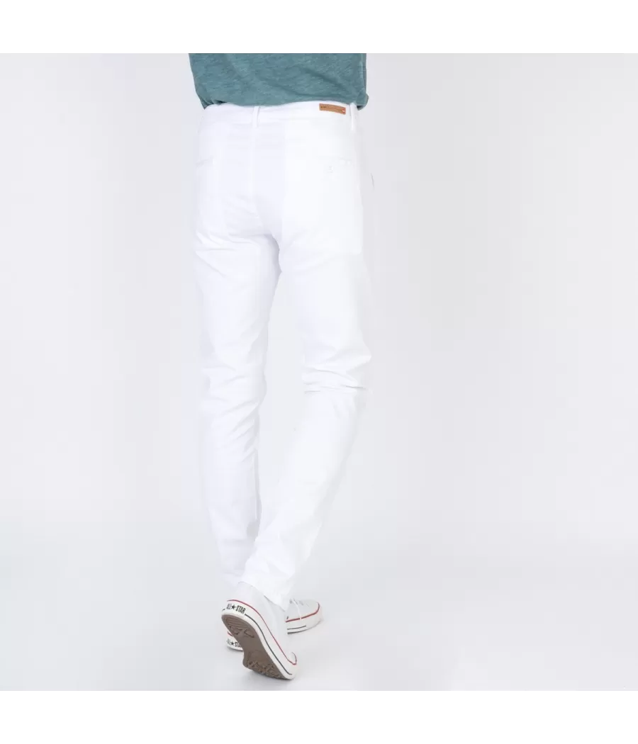 Pantalon homme revers zephir blanc | Kiwi Saint Tropez