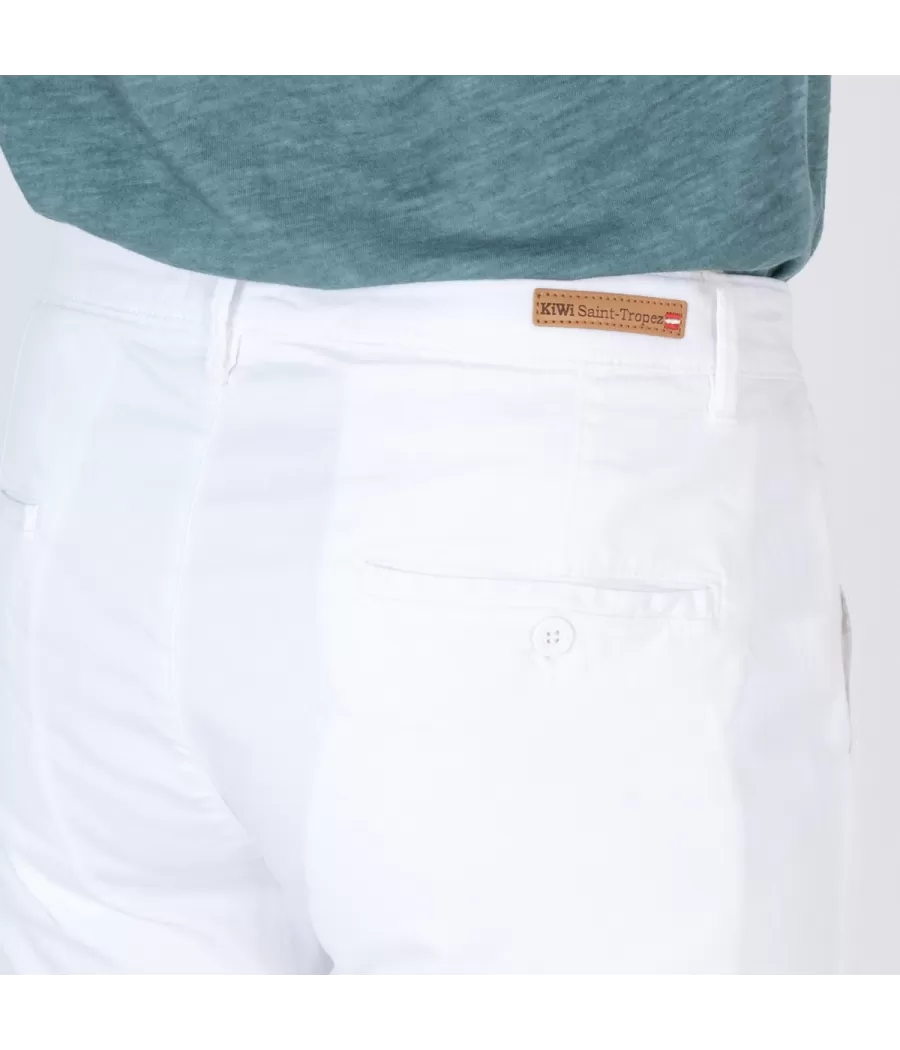 Pantalon homme revers zephir blanc | Kiwi Saint Tropez