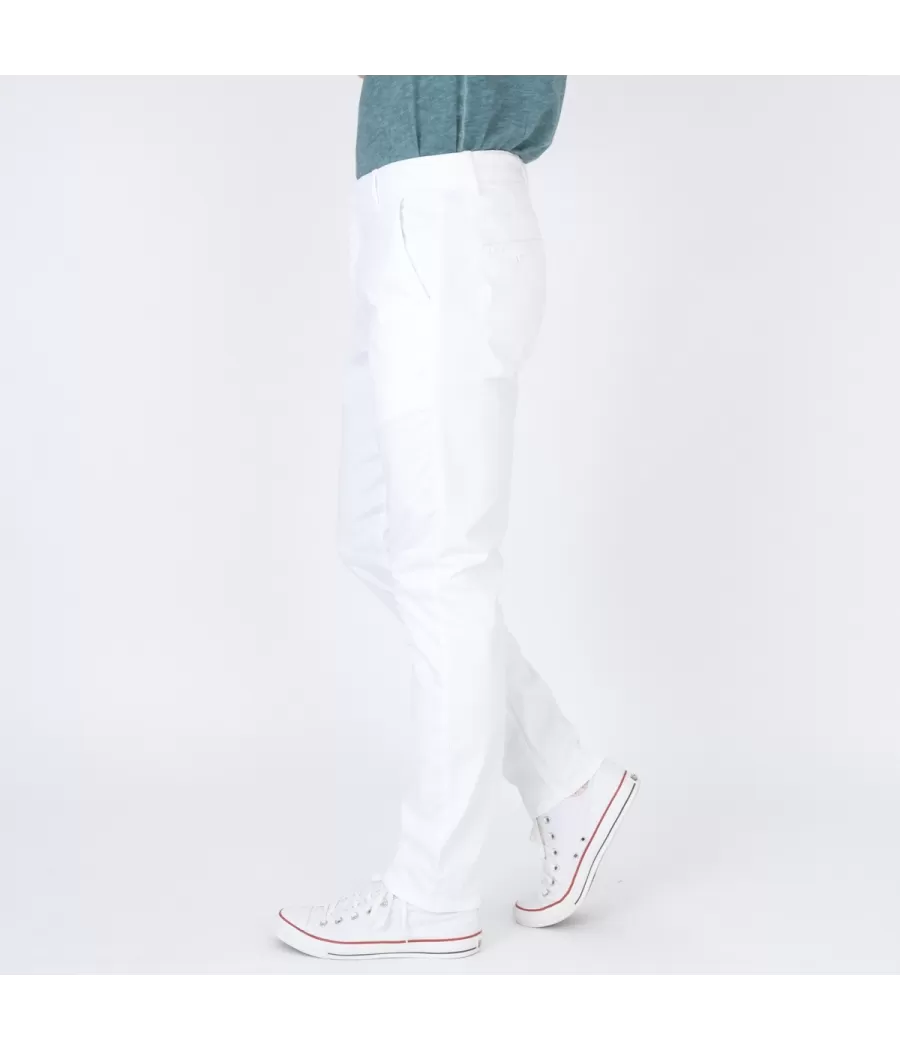 Pantalon homme revers zephir blanc | Kiwi Saint Tropez