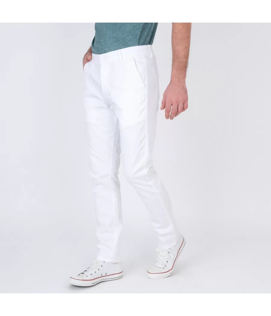 Pantalon homme revers zephir blanc - Pants | Kiwi Saint Tropez