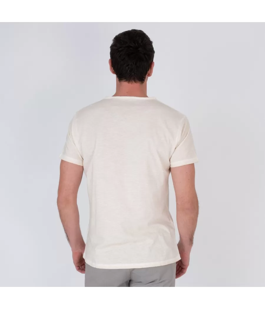 T-shirt homme col V tikiti naturel | Kiwi Saint Tropez