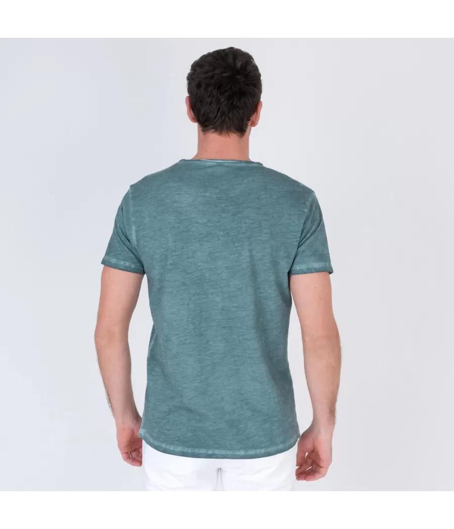 T-shirt homme col V tikiti kaki | Kiwi Saint Tropez