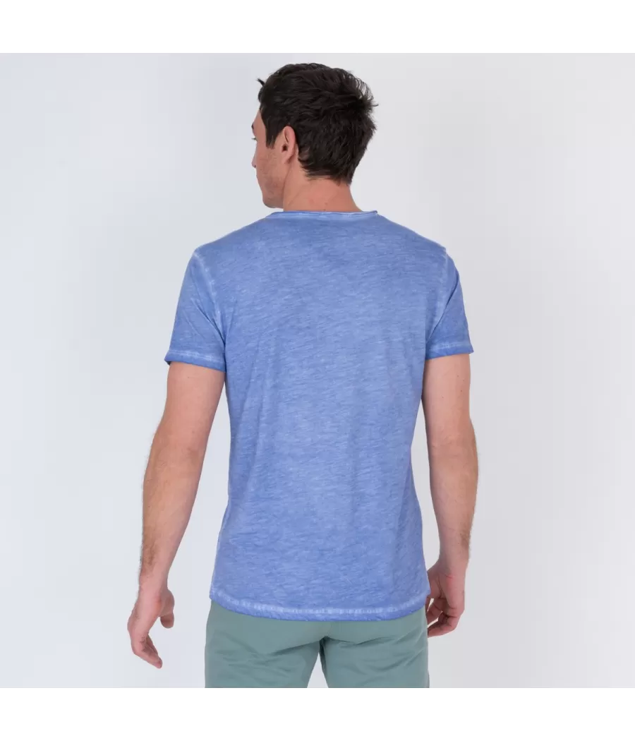 Heren t-shirt met V-hals tikiti blauw - T-Shirts homme | Kiwi Saint Tropez