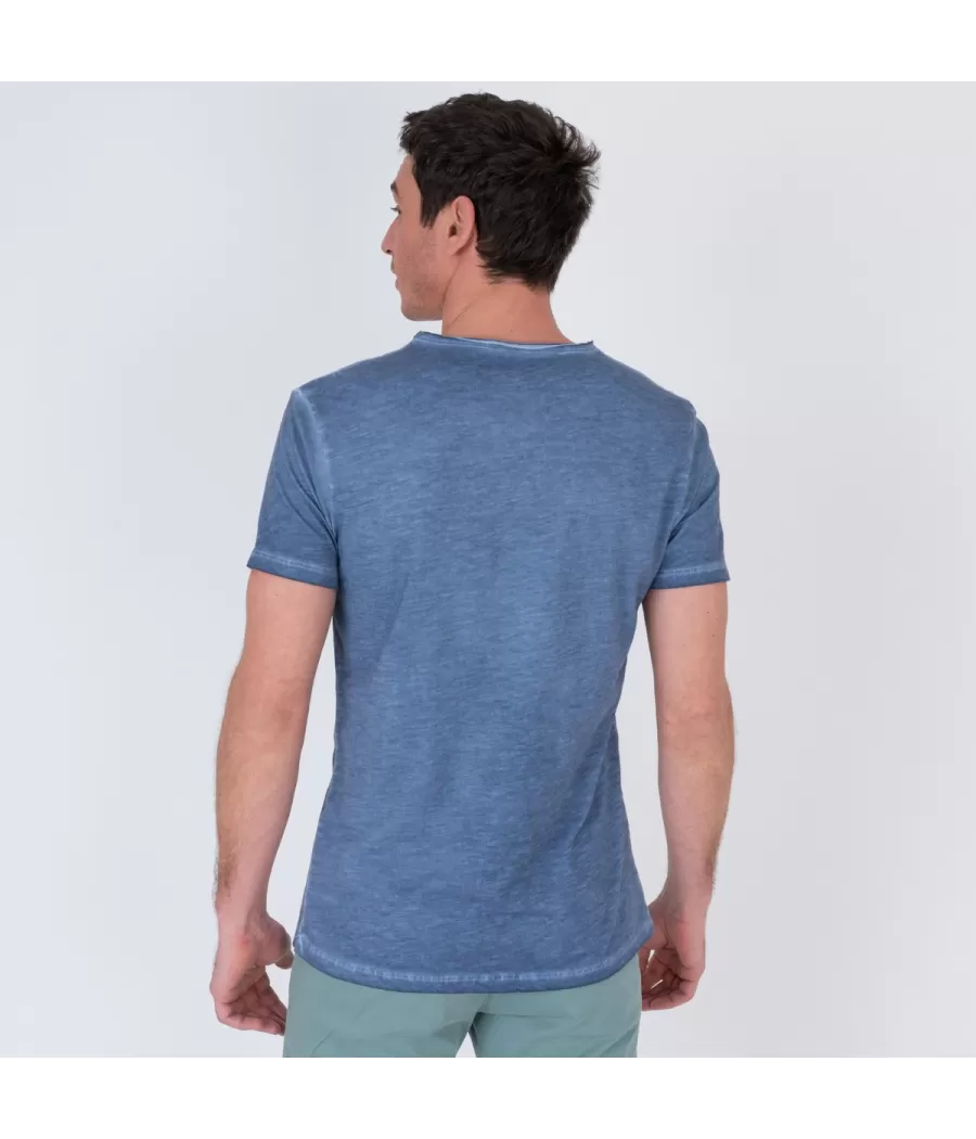 T-shirt homme col V tikiti marine | Kiwi Saint Tropez