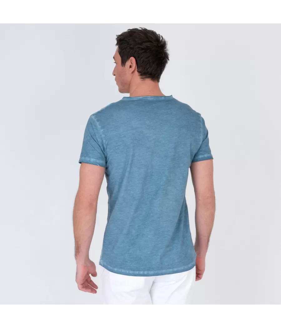 T-shirt homme col V tikiti denim | Kiwi Saint Tropez