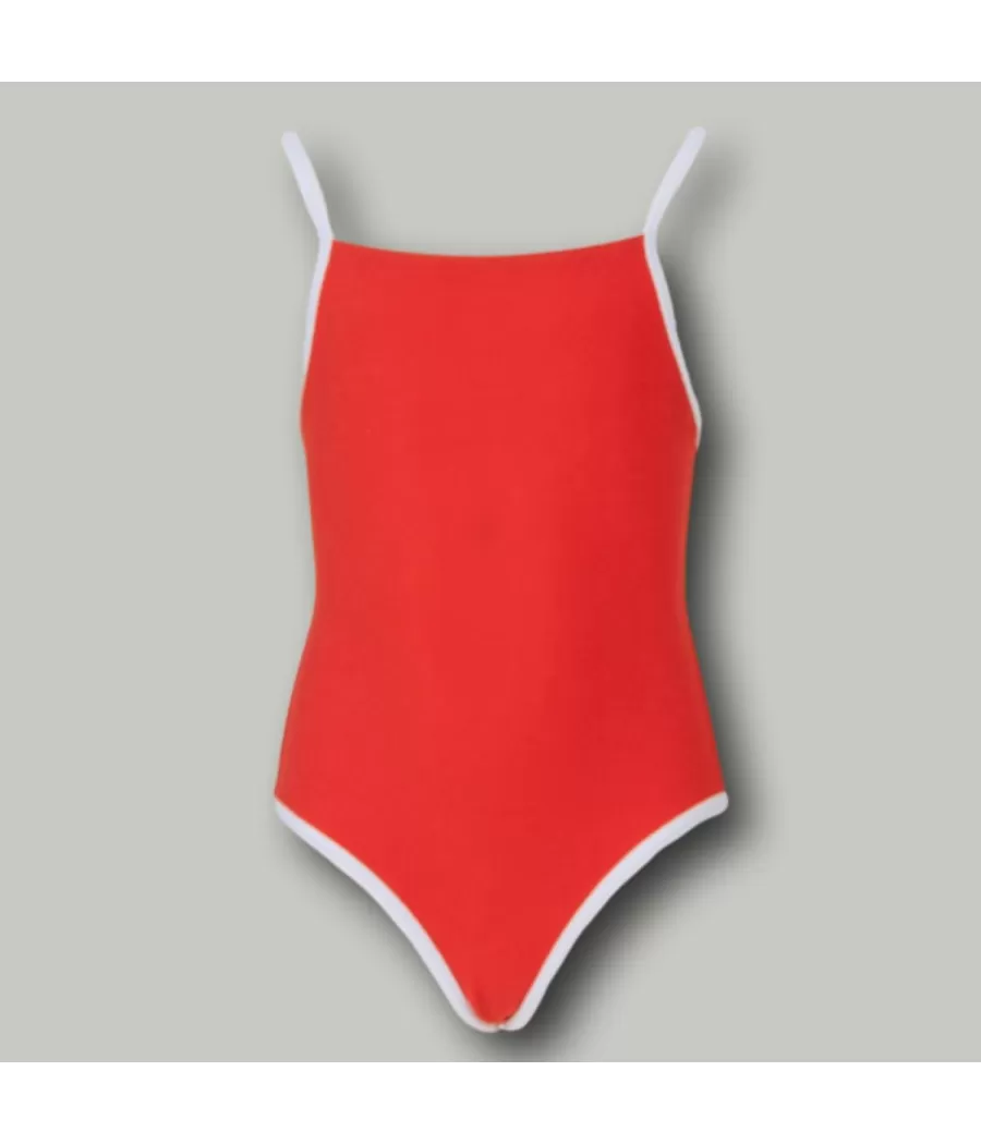 1-delig meisjeszwempak met dunne bandjes Leriane pomelo (Exclu web 2024) - Maillots 1 pièce fille | Kiwi Saint Tropez