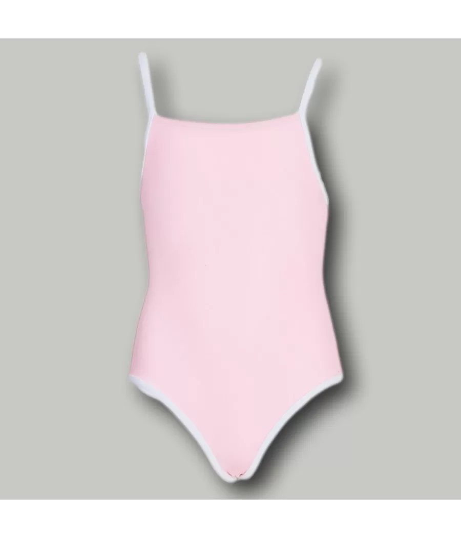 Leriane roze 1-delig zwempak voor meisjes met dunne bandjes (Exclu web 2024) - Maillots 1 pièce fille | Kiwi Saint Tropez