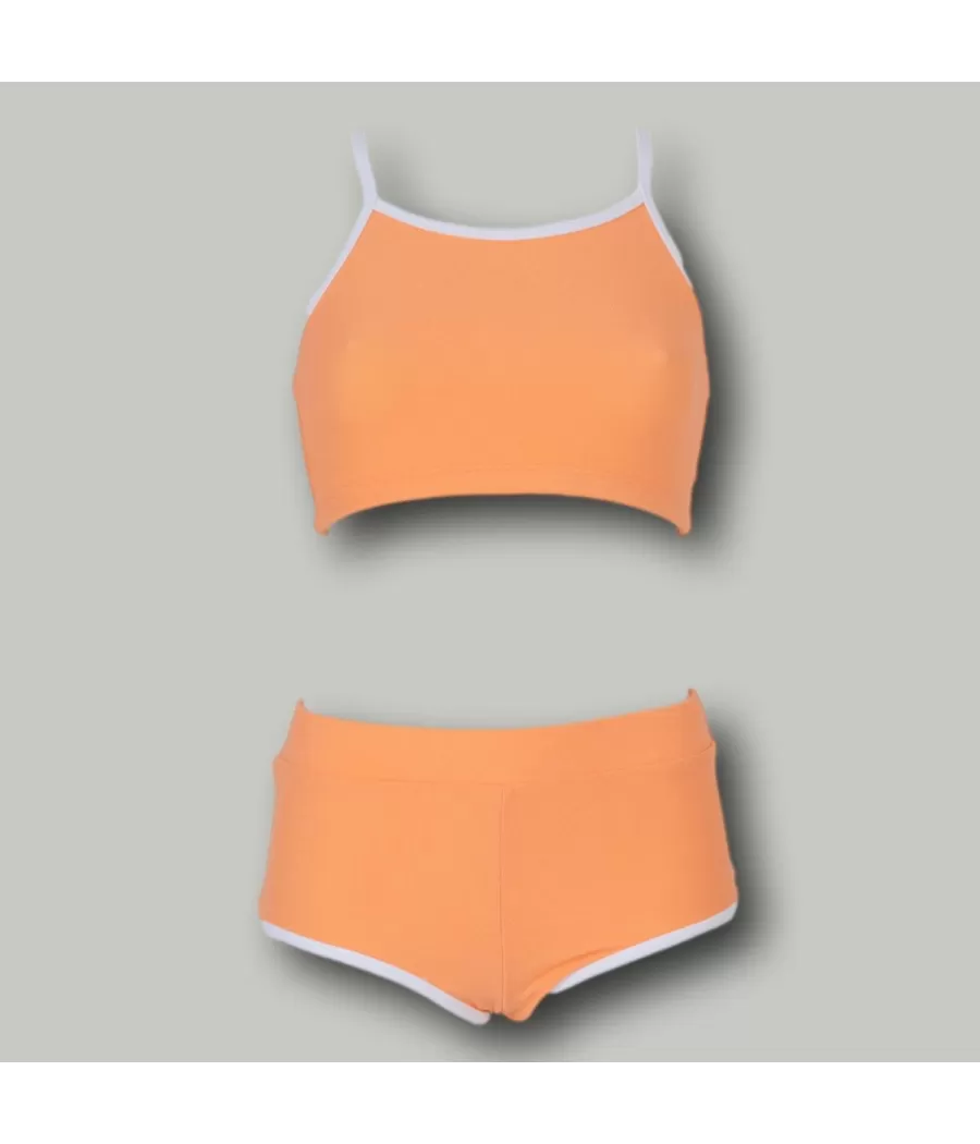 Maillot 2 pièces fille brassière Leriane abricot (Exclu web 2024) - Two pieces swimwear girl | Kiwi Saint Tropez