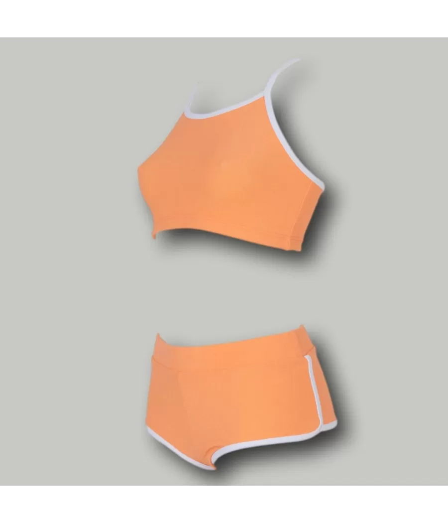 Maillot 2 pièces fille brassière Leriane abricot (Exclu web 2024) | Kiwi Saint Tropez