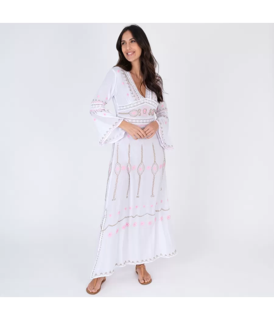 Romantische lange nude dames tuniek - Tuniques femme | Kiwi Saint Tropez