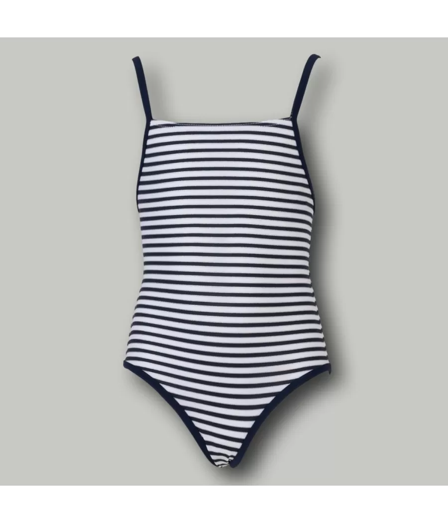 1-delig meisjeszwempak met dunne bandjes marina navy - Maillots 1 pièce fille | Kiwi Saint Tropez