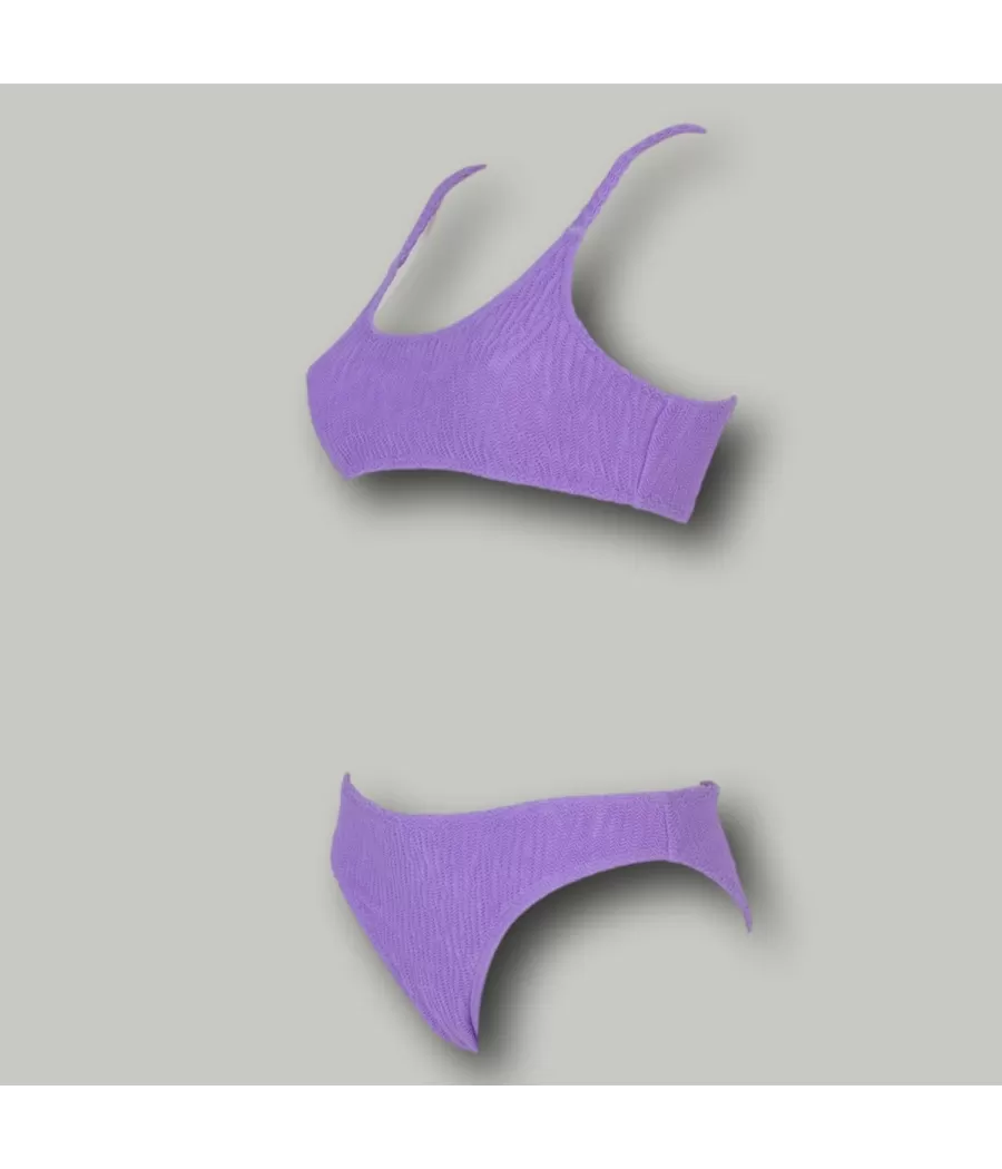 Maillot 2 pièces fille brassière ibizane violet | Kiwi Saint Tropez