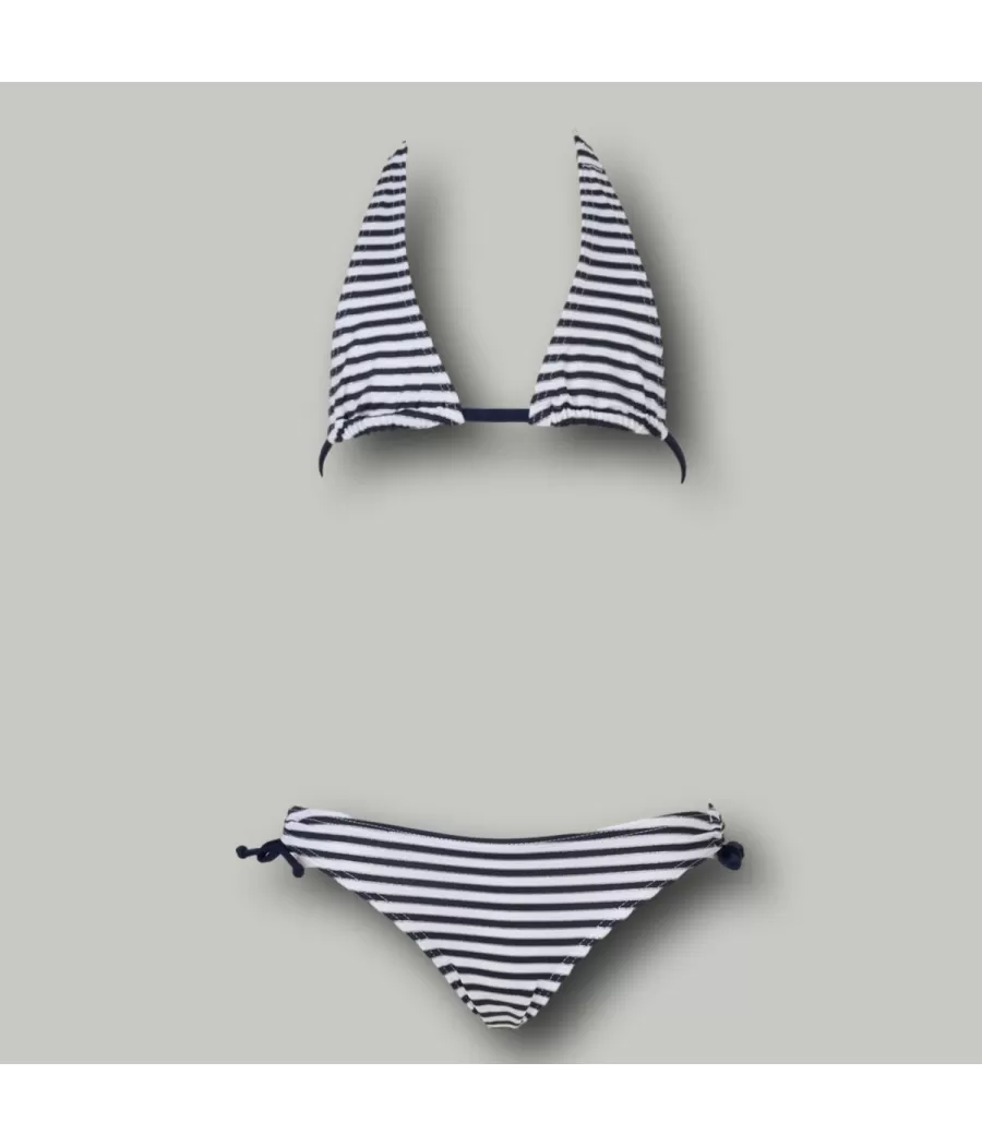 Maillot 2 pièces fille triangle marina navy - Two pieces swimwear girl | Kiwi Saint Tropez