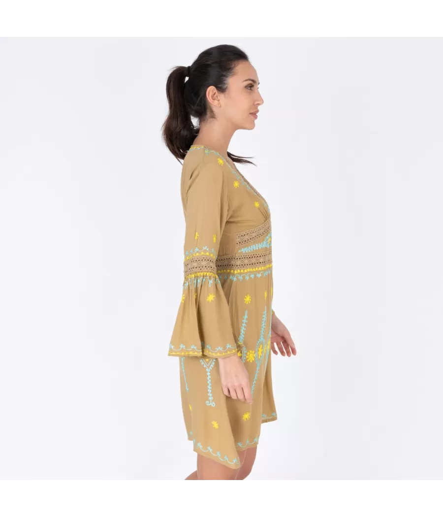 Tunique femme courte romantic beige - Tuniques women  | Kiwi Saint Tropez