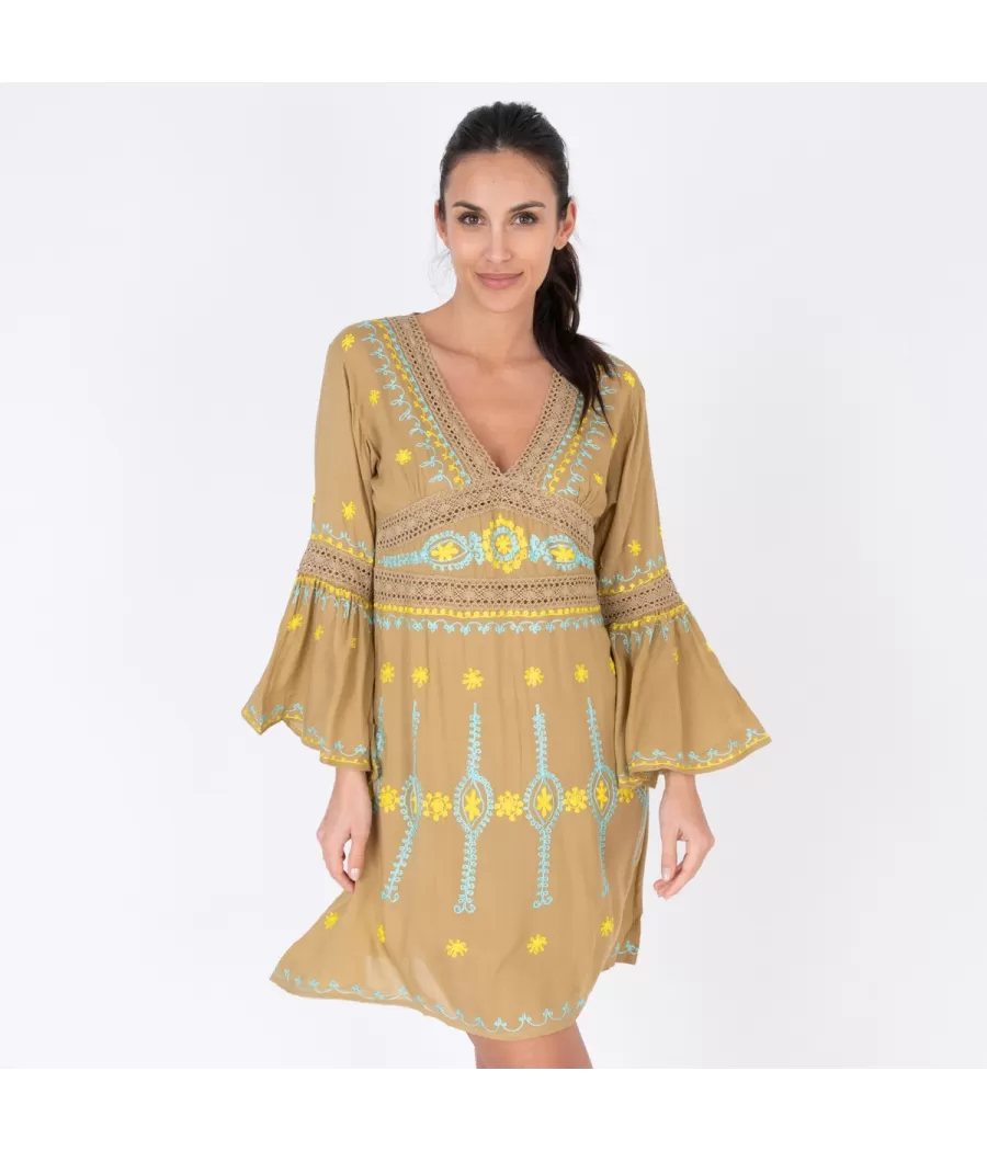 Tunique femme courte romantic beige - Tuniques women  | Kiwi Saint Tropez