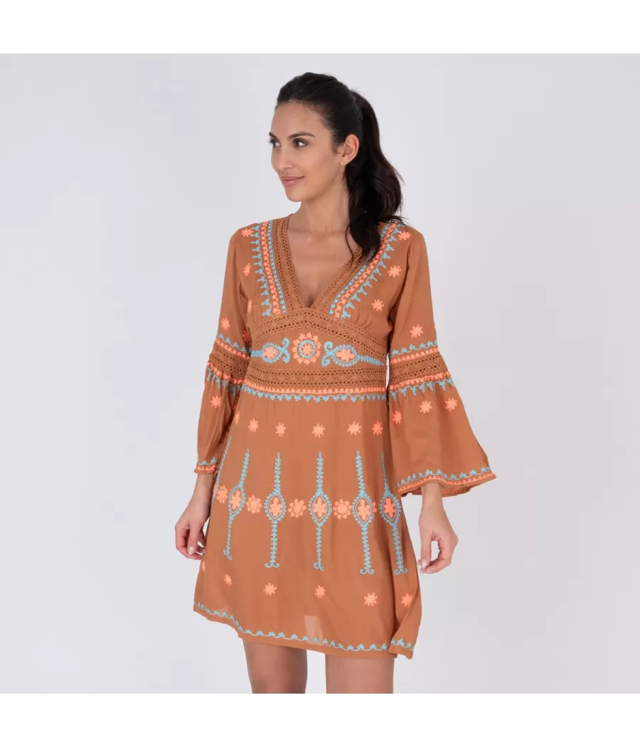 Tunique femme courte romantic camel