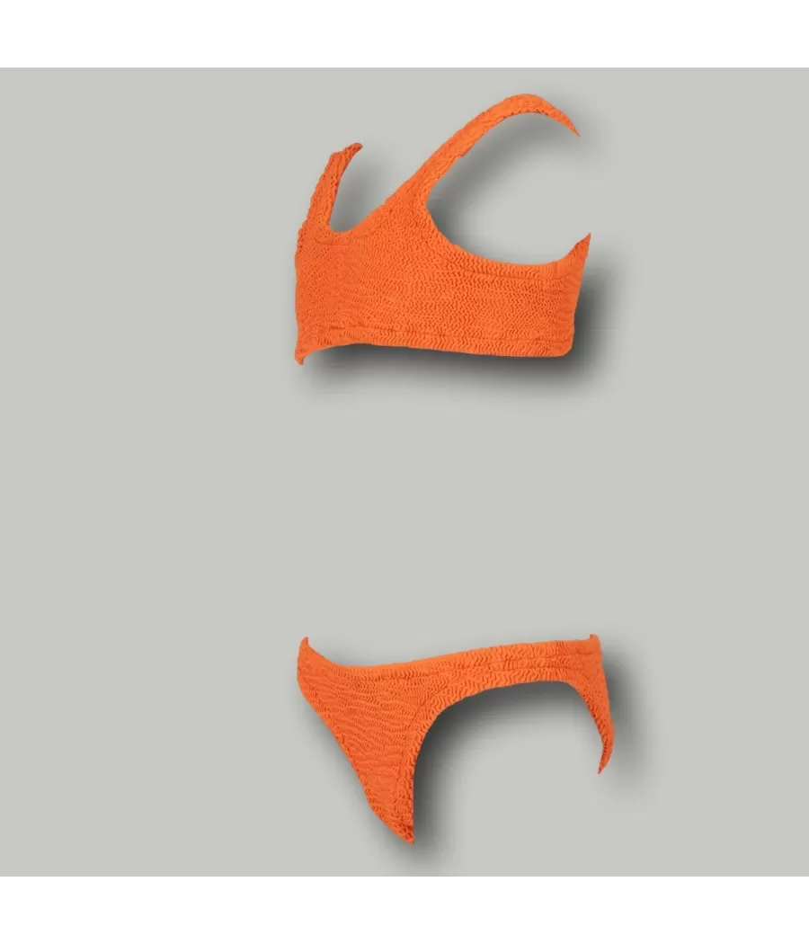 Maillot 2 pièces fille brassière odelia wavy orange | Kiwi Saint Tropez