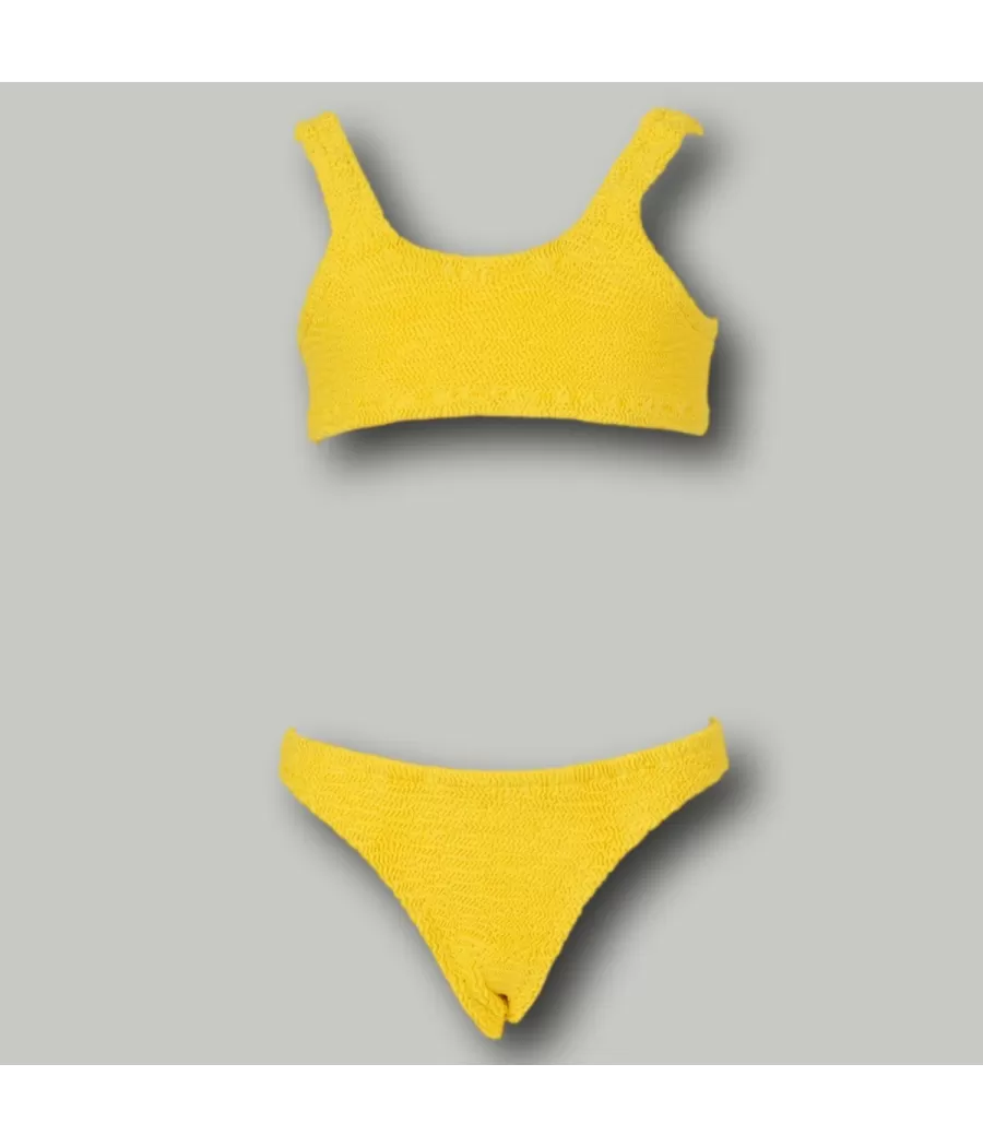 Maillot 2 pièces fille brassière odelia wavy jaune - Two pieces swimwear girl | Kiwi Saint Tropez