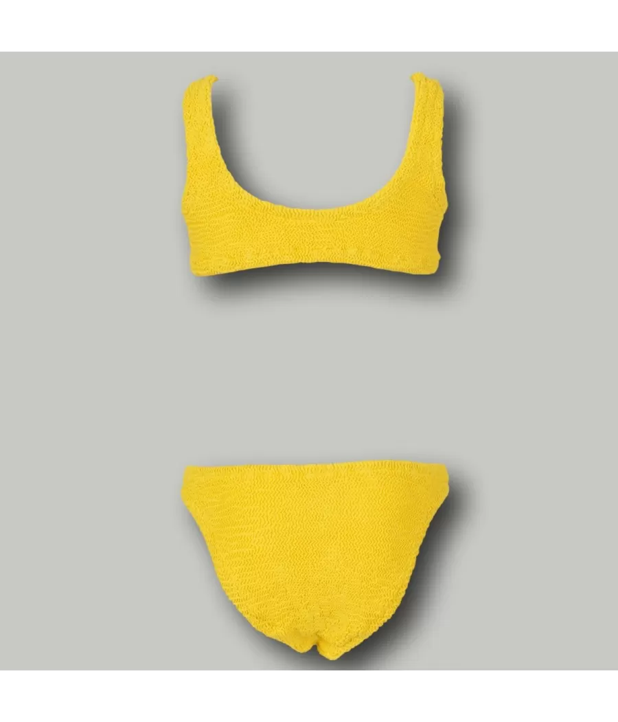 Maillot 2 pièces fille brassière odelia wavy jaune | Kiwi Saint Tropez