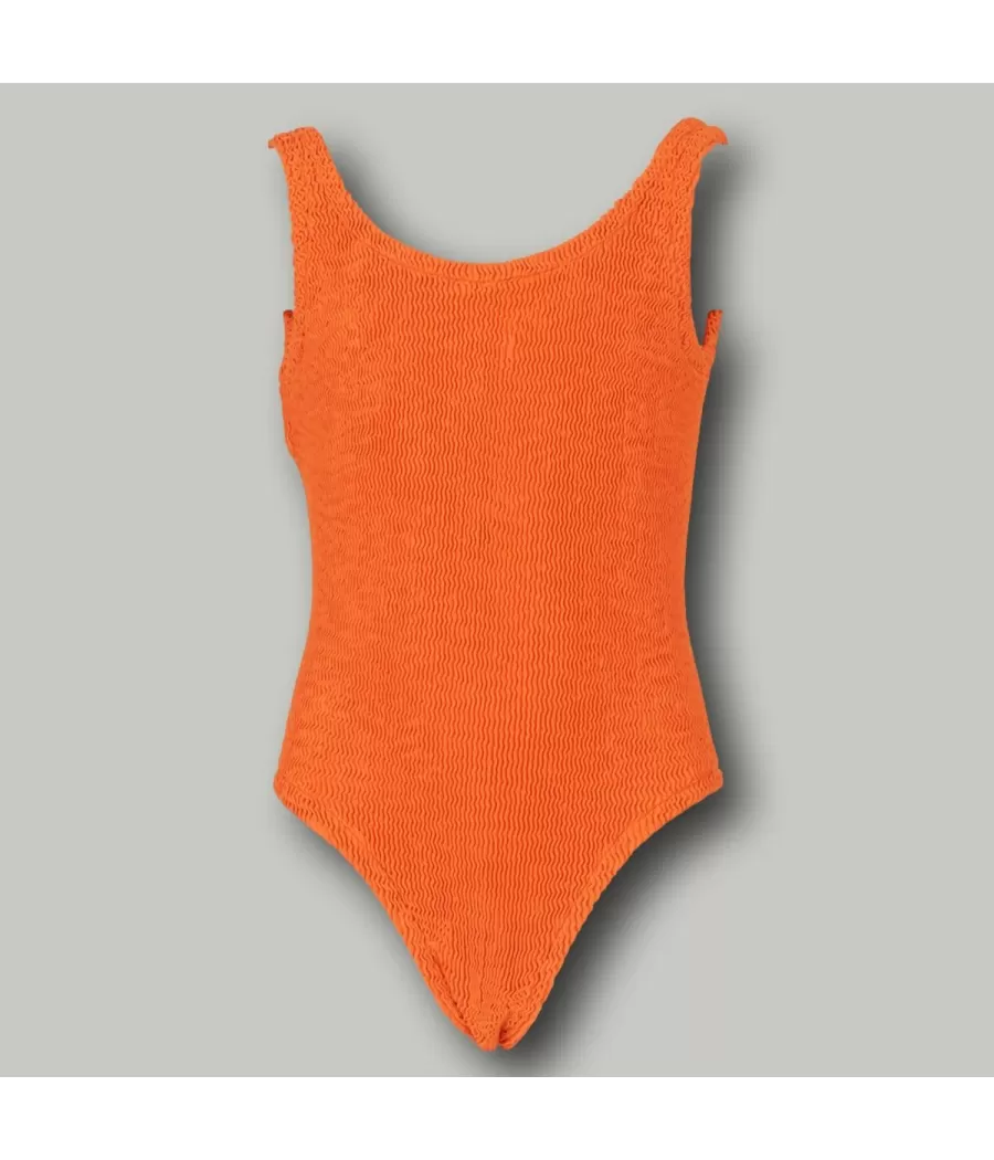 Maillot 1 pièce fille basique odelia wavy orange - One piece swimwear girl | Kiwi Saint Tropez