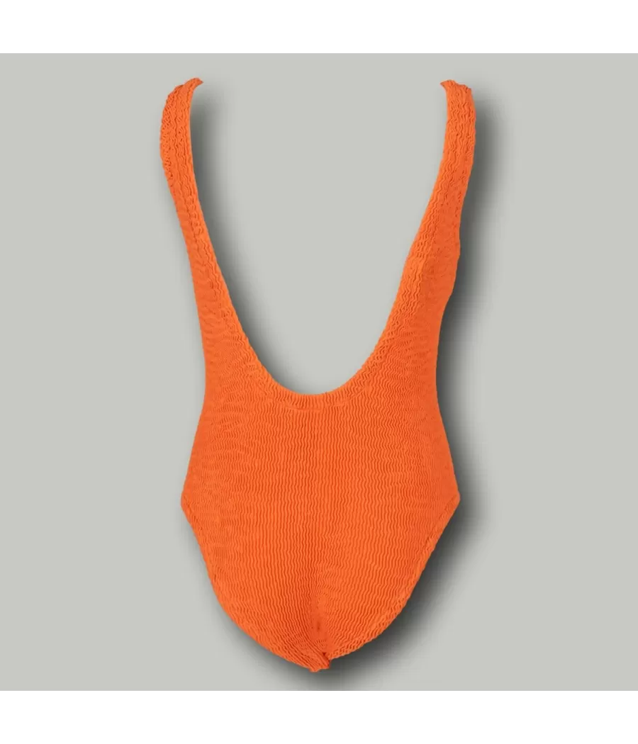 Maillot 1 pièce fille basique odelia wavy orange | Kiwi Saint Tropez