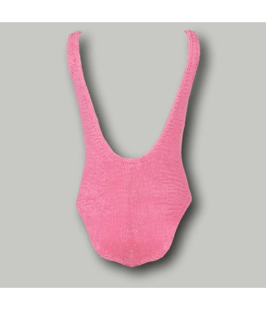 Maillot 1 pièce fille basique odelia wavy rose | Kiwi Saint Tropez