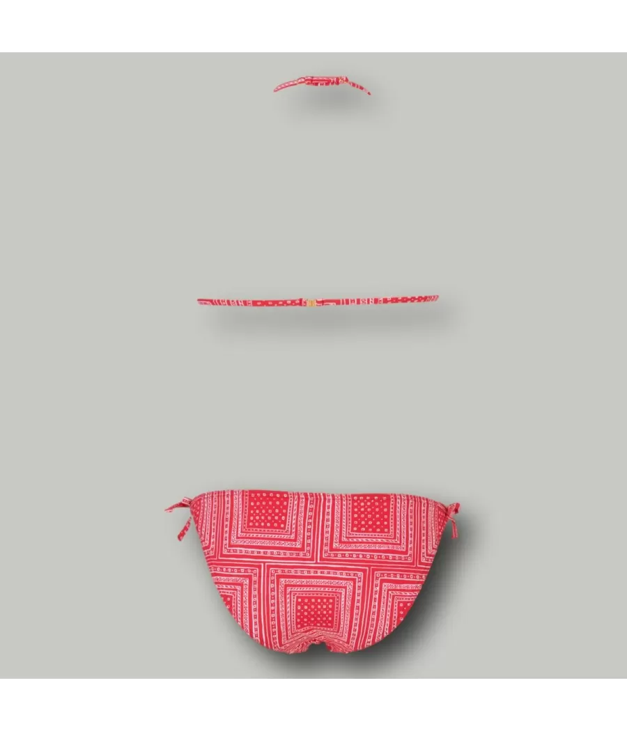 Maillot 2 pièces fille triangle bandana rouge | Kiwi Saint Tropez