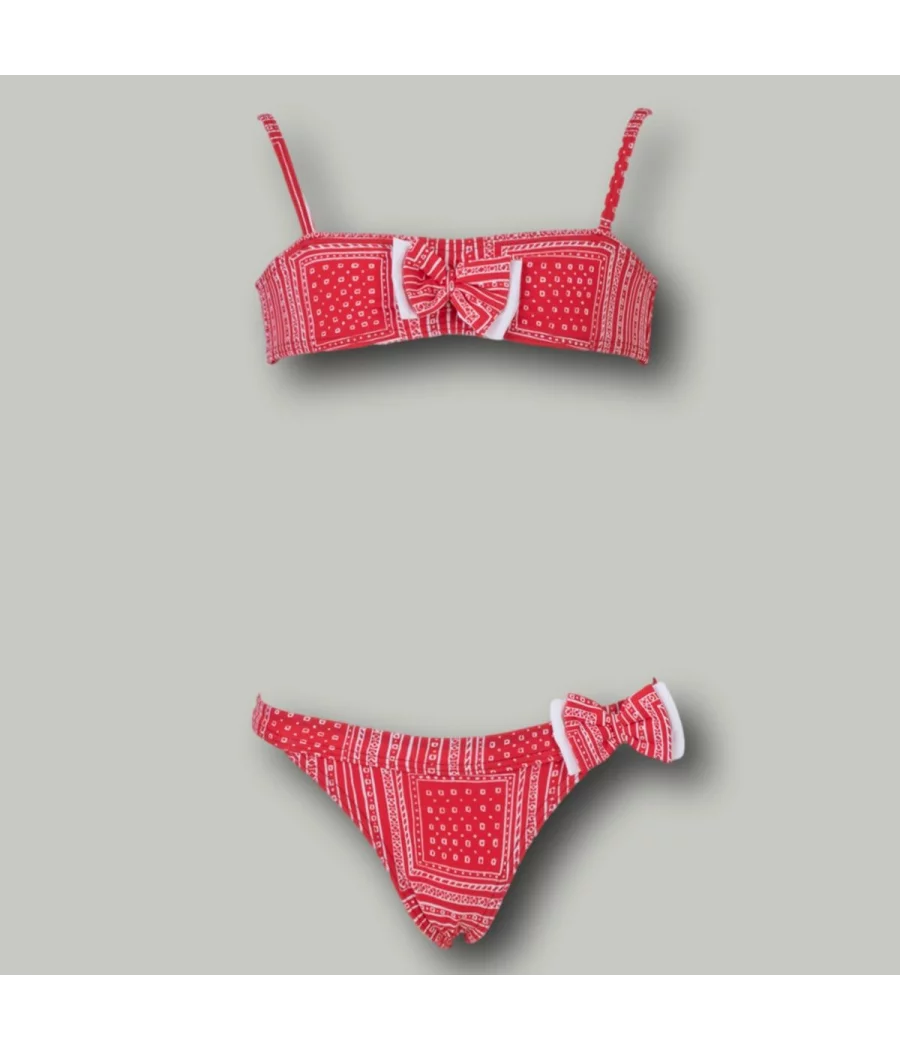 Maillot 2 pièces fille bandeau bandana rouge - Maillots 2 pièces fille | Kiwi Saint Tropez