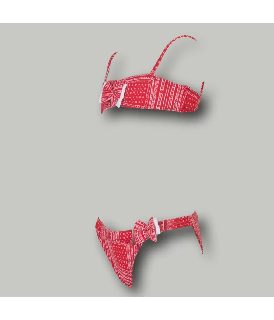 Maillot 2 pièces fille bandeau bandana rouge | Kiwi Saint Tropez