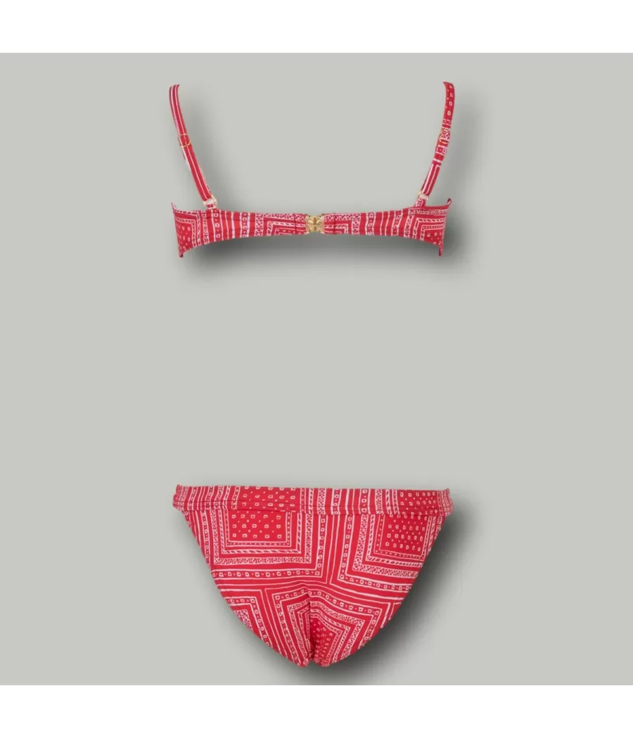 Maillot 2 pièces fille bandeau bandana rouge | Kiwi Saint Tropez