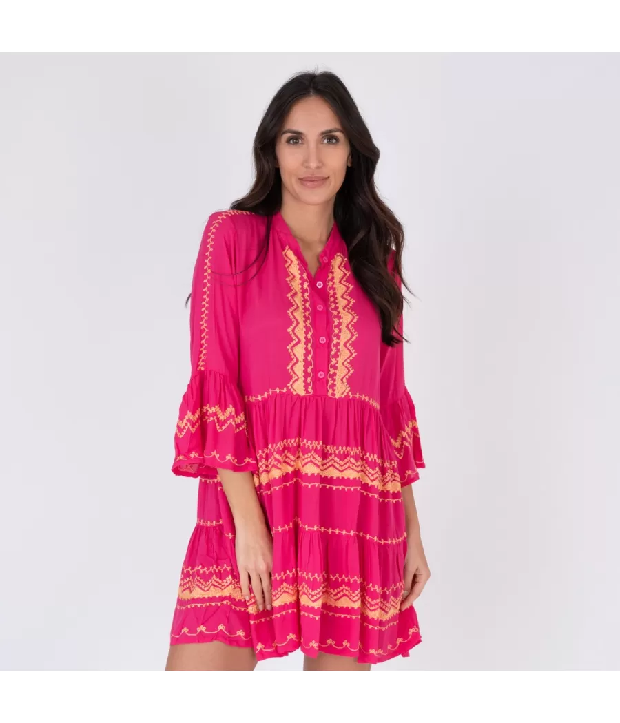 Joia korte dames tuniek fushia - Tuniques femme | Kiwi Saint Tropez