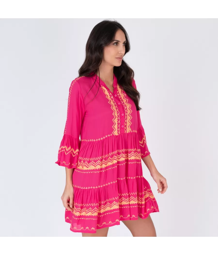 Joia korte dames tuniek fushia - Tuniques femme | Kiwi Saint Tropez