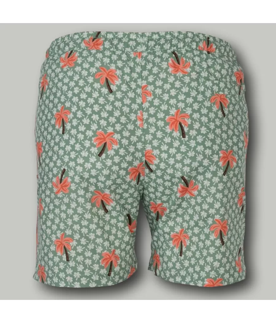 Maillot de bain garçon palmiers kaki - Swimwear boy printed | Kiwi Saint Tropez