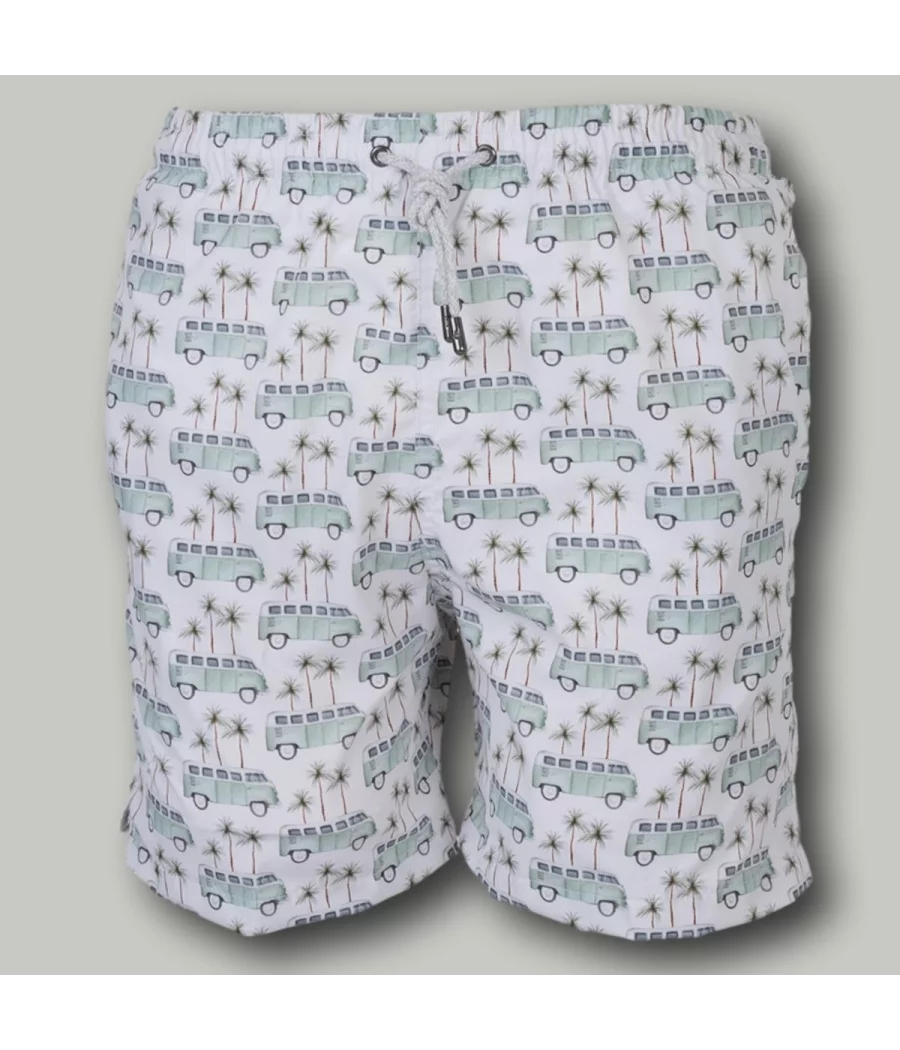 Maillot de bain garçon combi blanc - Boxers imprimés garçon | Kiwi Saint Tropez