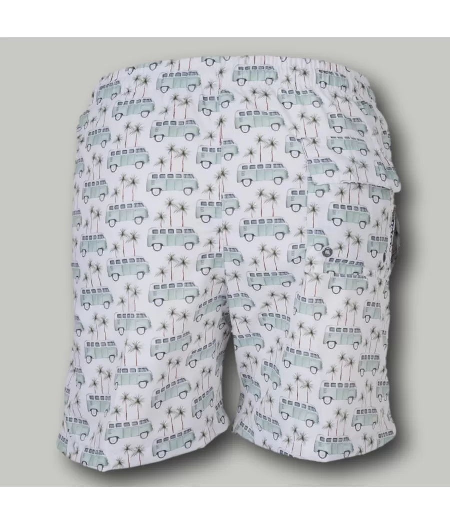 Maillot de bain garçon combi blanc - Boxers imprimés garçon | Kiwi Saint Tropez