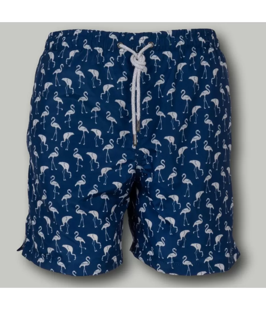 Maillot de bain garçon flamenco marine - Boxers imprimés garçon | Kiwi Saint Tropez