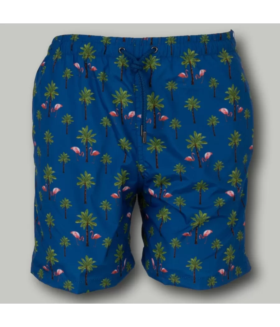 Maillot de bain garçon flamants bleu - Swimwear boy printed | Kiwi Saint Tropez