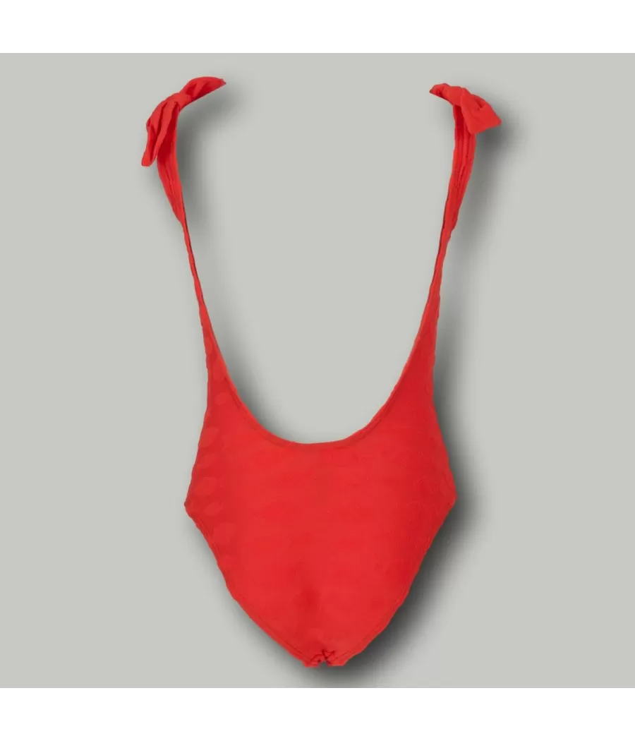 Maillot 1 pièce fille noeuds fish rouge | Kiwi Saint Tropez