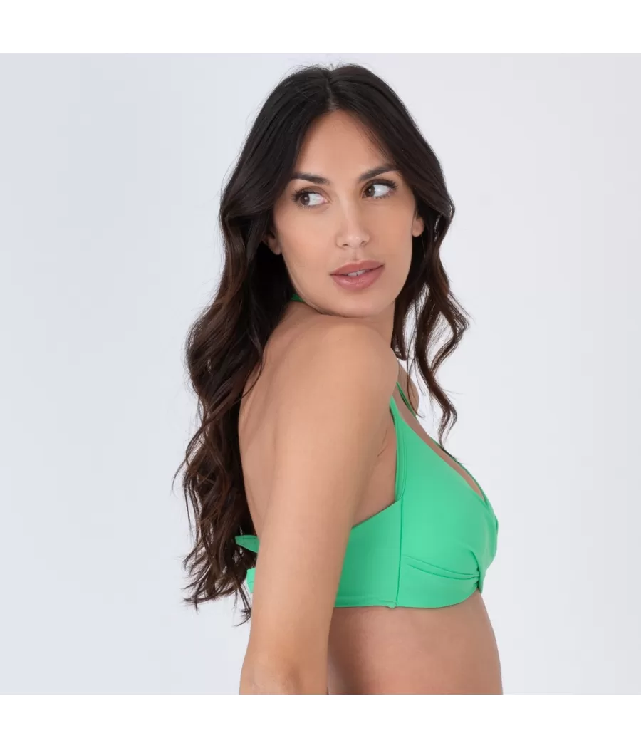 Haut de maillot femme triangle large croisé vitane vert (Exclu web 2024) | Kiwi Saint Tropez