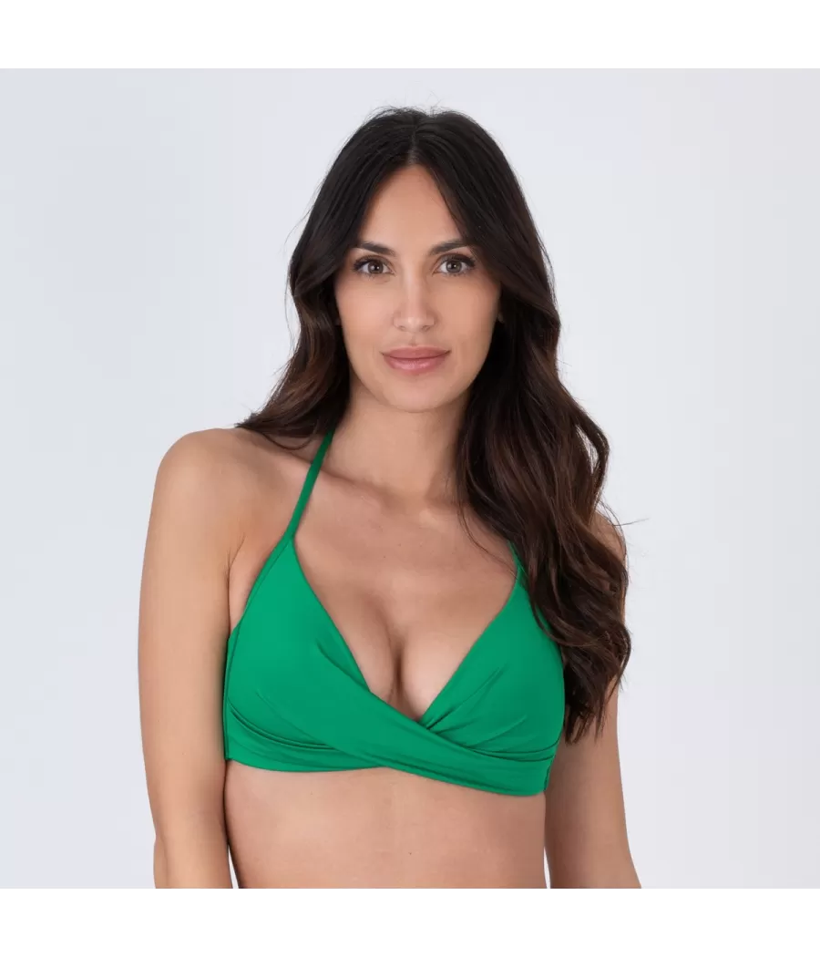 Haut de maillot femme triangle large croisé Terrane vert (Exclu web 2024)