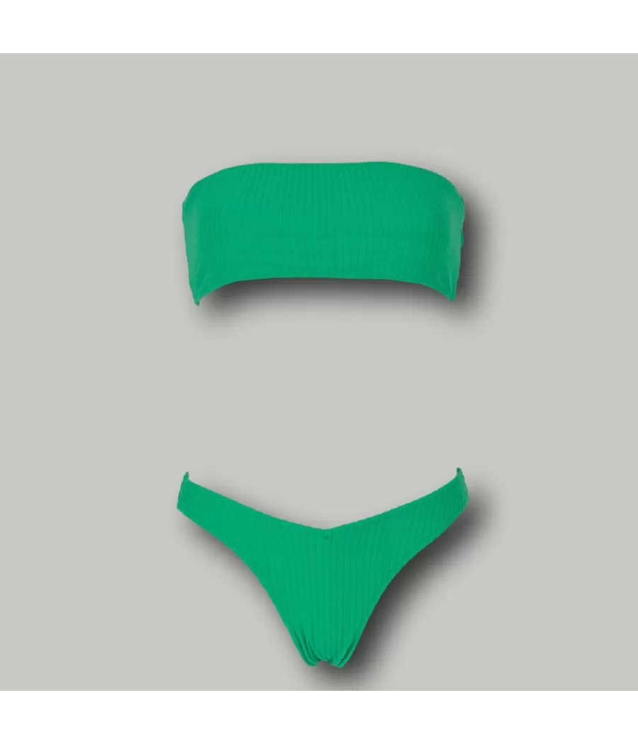 Maillot 2 pièces fille bandeau sponge vert - Two pieces swimwear girl | Kiwi Saint Tropez