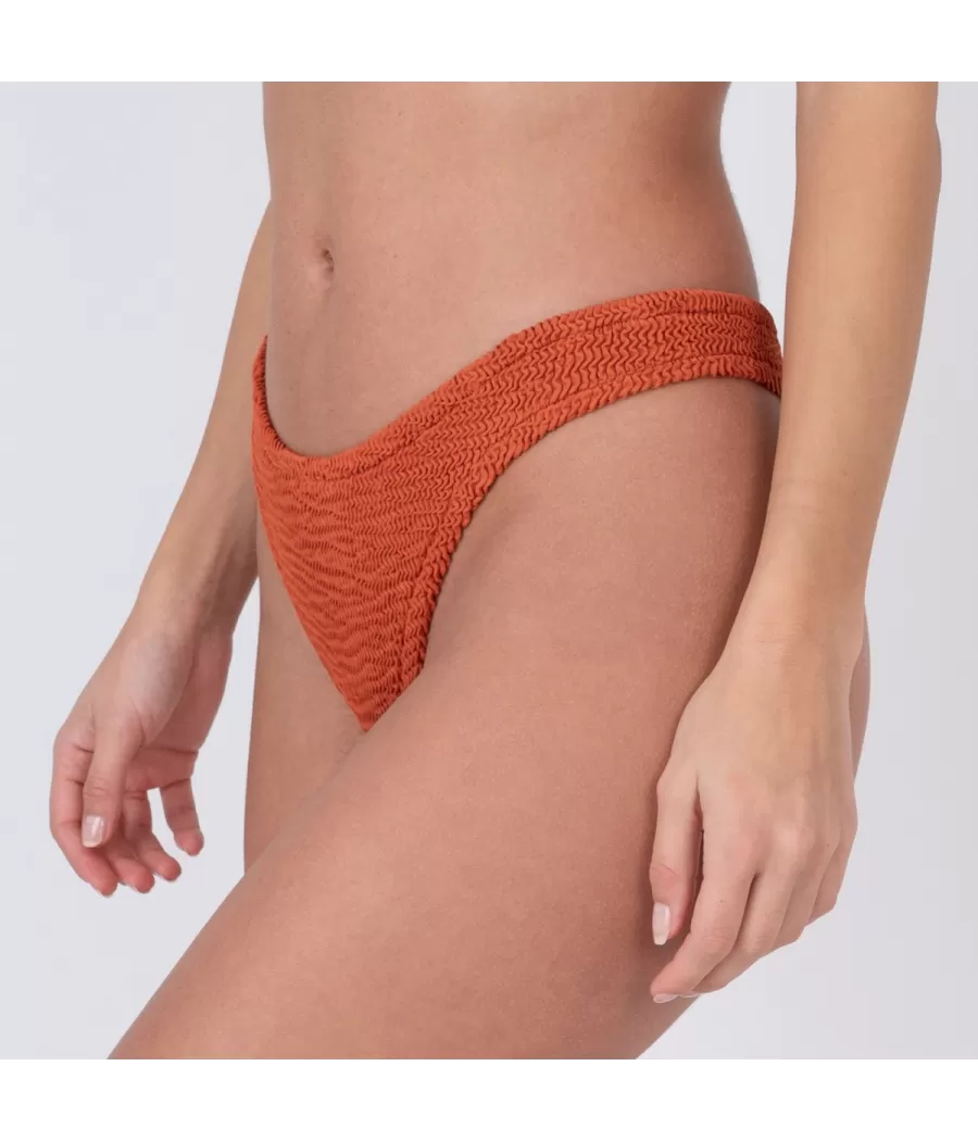 Culotte de maillot femme echancrée odelya one size Wavy terracotta | Kiwi Saint Tropez