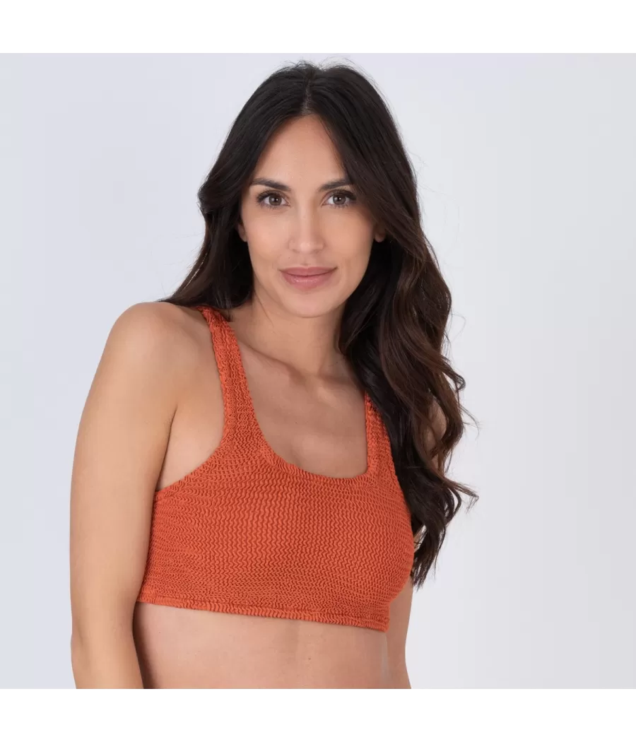 Haut de maillot femme brassière one size Wavy terracotta