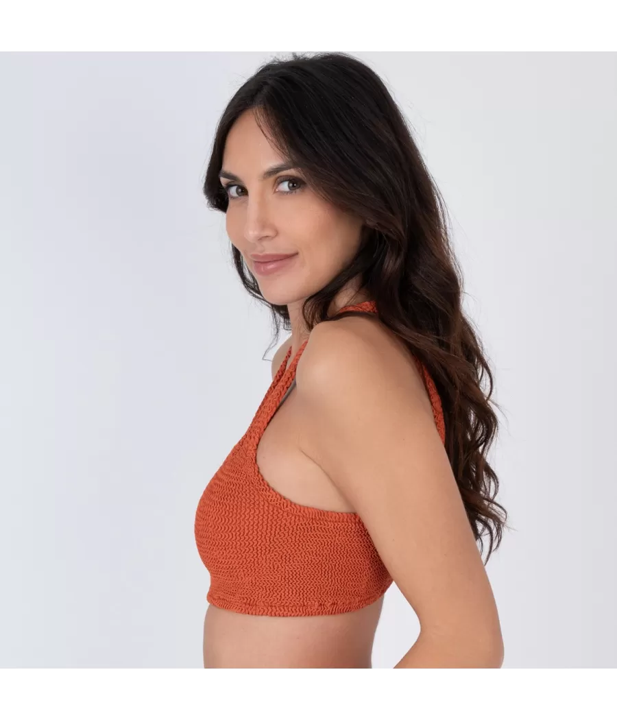 Haut de maillot femme brassière one size Wavy terracotta | Kiwi Saint Tropez