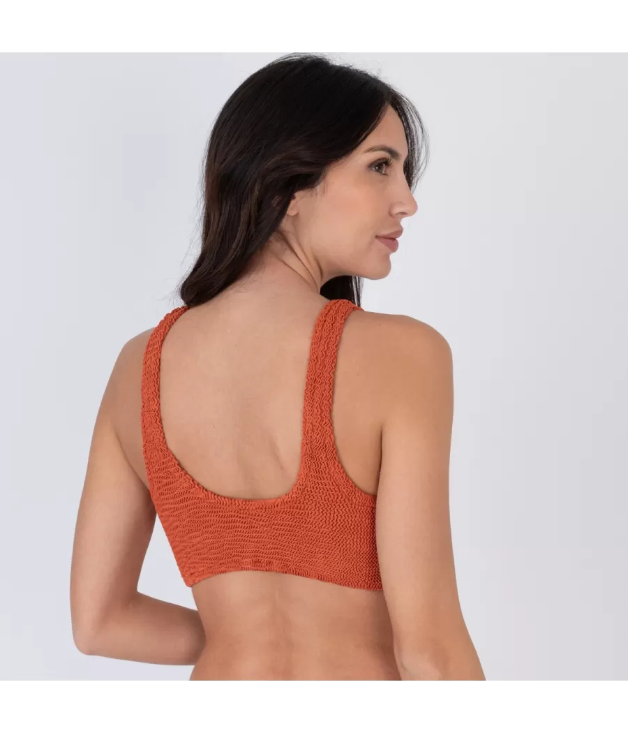 Haut de maillot femme brassière one size Wavy terracotta | Kiwi Saint Tropez