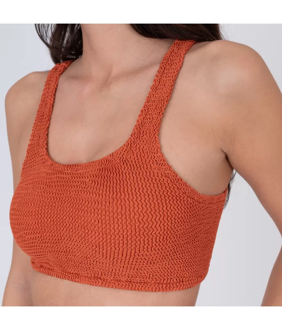 Haut de maillot femme brassière one size Wavy terracotta | Kiwi Saint Tropez