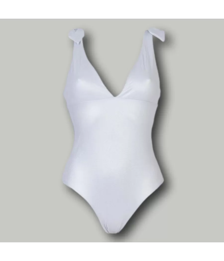 Maillot 1 pièce fille noeuds splendide blanc | Kiwi Saint Tropez