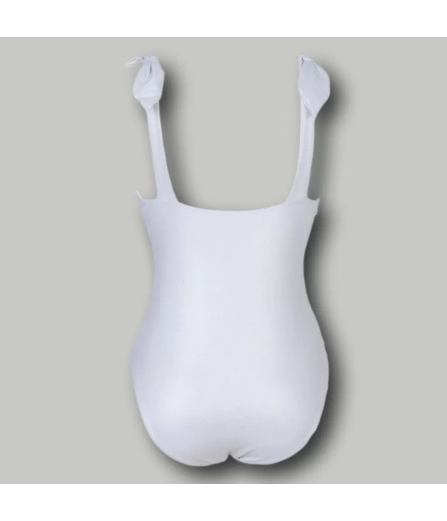 1-delig meisjeszwempak met prachtige witte strikken - Maillots 1 pièce fille | Kiwi Saint Tropez