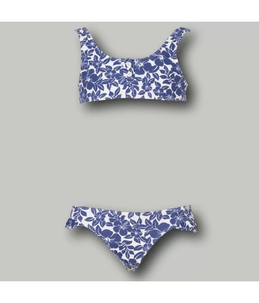 Maillot 2 pièces fille volant papette navy