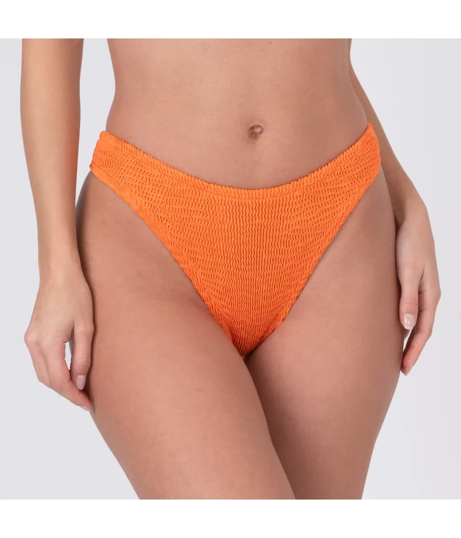 Culotte de maillot femme echancrée odelya one size Wavy orange | Kiwi Saint Tropez